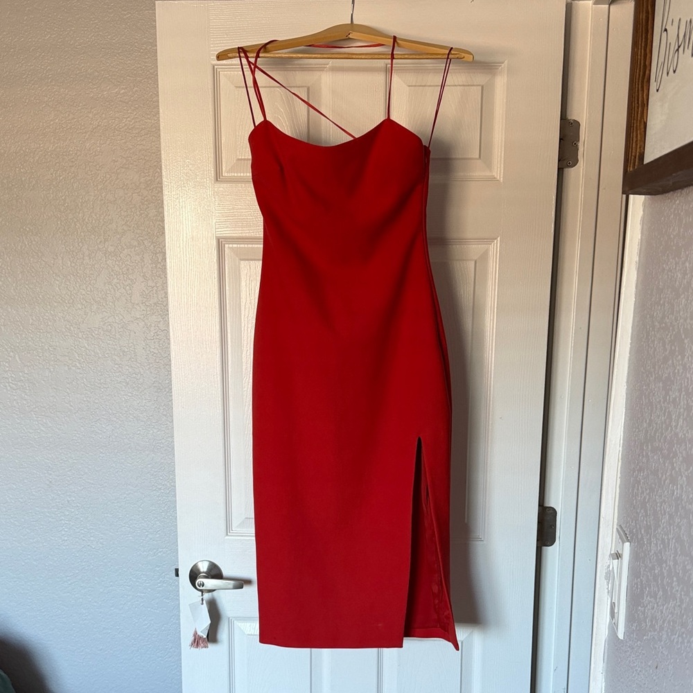 Cinq a Sept Elegant Red Spaghetti Strap Dress